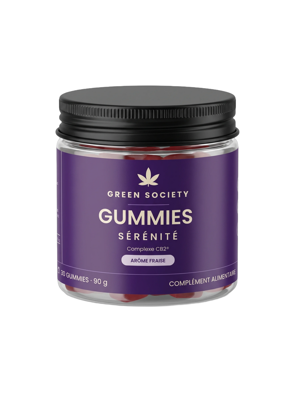 Gummies Sérénité fraise Complexe CB2®, pot de 30 – Green Society